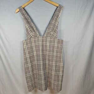 Zara Plaid Pinafore Mini Dress‎ Side Zipper Small Preppy Academia Blogger Fav Sm